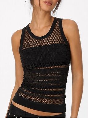 Jean Paul Gaultier Rare Black Mesh Tank (Size FR 38/ US S)